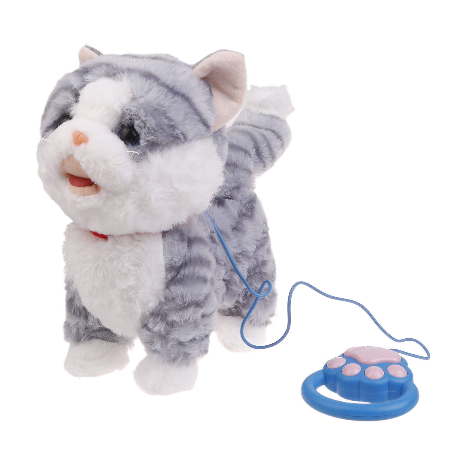 COOLHOOD Realistic Walking Cat Toy Electronic Plush Pet Leash Control Cat Toy Interactive Crawl Learning Toy Toddler Fun