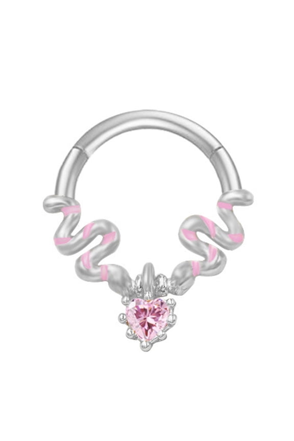 Simple Crystal Nose Rings Silver Color Septum Clickers Stainless Steel Piercing Accessory for Cartilage Jewelry