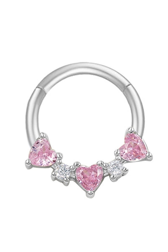 Simple Crystal Nose Rings Silver Color Septum Clickers Stainless Steel Piercing Accessory for Cartilage Jewelry