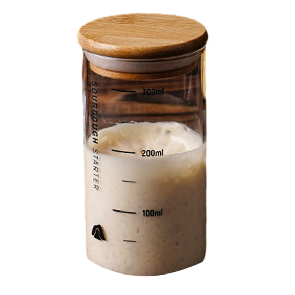 COOLHOOD Sourdough Starter Container Clear Glass Jar with Wide Mouth and Lid Practical Fermentation Jar Sourdough Baking Supplies