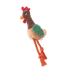 COOLHOOD Squeaky Plush Rooster Dog Chewing Rope Toy With Cotton Soothing Teething Toy For Indoor Outdoor Pet Entertainment