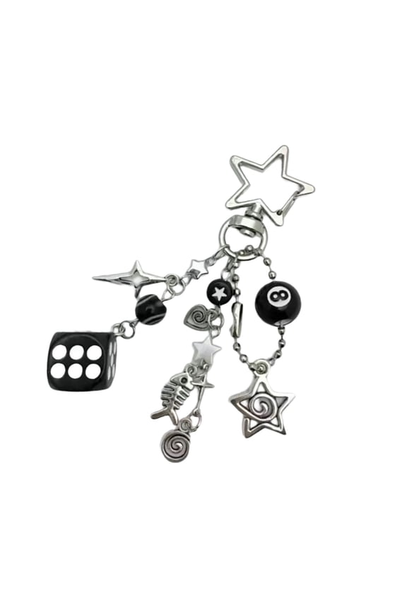 Sturdy /Resin Star Black Eight Keychain Featuring Fashionable Dices Look for Personalize Styles Daily Use