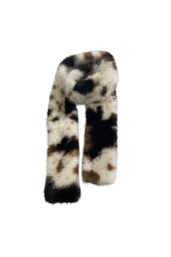 Stylish Animal Print Plush Scarf Skin Friendly Winter Neck Accessory For Lady Women Cold Weather Fashion Muffler