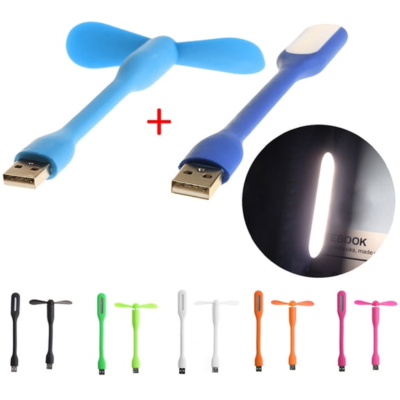 COOLHOOD USB Fan Flexible Portable Fan USB 5V Fan with USB LED Light Lamps For Power Notebook Computer Gadget