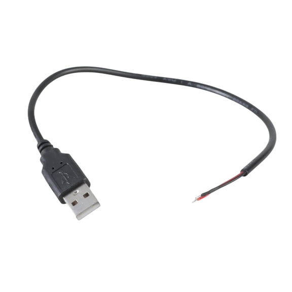 COOLHOOD USB Male to 2Pin Pigtail Cable Power Cord 22AWG Bare Open End Extension Wire Supports 5V 3A Power Supply