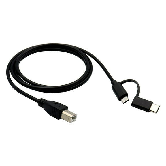 COOLHOOD USB + Type C Male to USB B Male Date Line Cable Portable Printer Electronic Organ Connection Cord