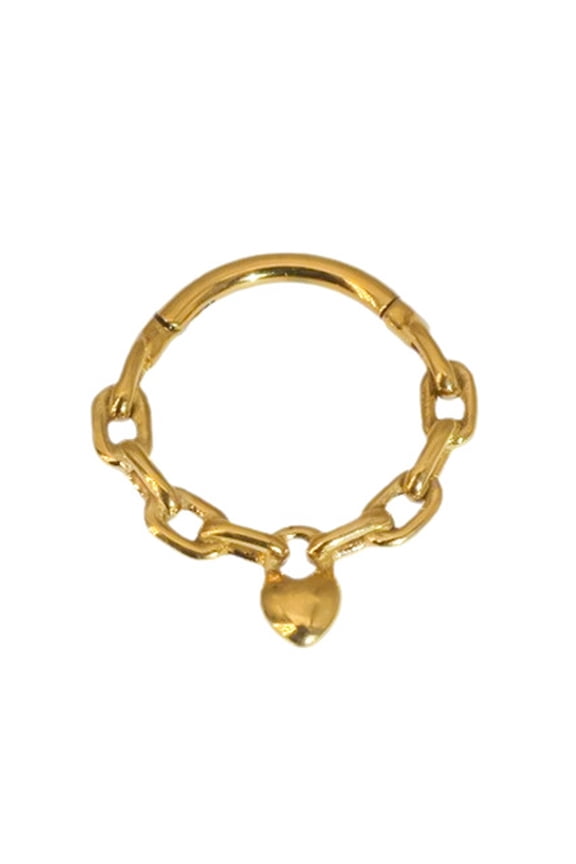 Unique Heart Chain Septum Rings Surgical Steel Nose Jewelry for Women and Girls Available in Gold or Silver 8/10MM