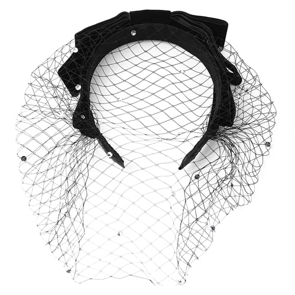 COOLHOOD Vintage Black Veil Mesh Veil Headband 1920s Fascinator Headpiece Birdcage Veil Hair Decors For Bridal Halloween Parties
