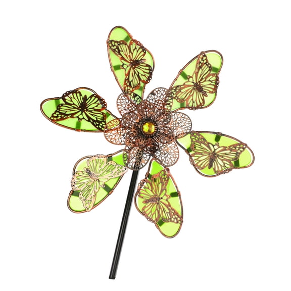COOLHOOD Weather Resistant Metal Windmill Spinner Sculpture For Patios Lawns Yard Garden Outdoor Spaces Rotating Art Decoration