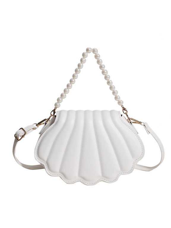 Women Pearl Chain Handbag Fashion Seashells Evening Bag Trendy Shoulder Crossbody Bag Girls All-matching Bag