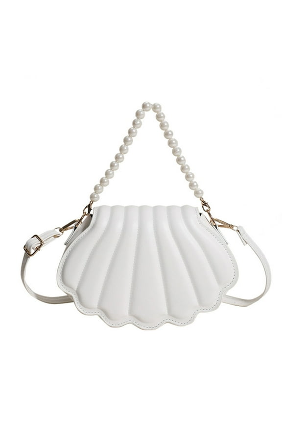 Women Pearl Chain Handbag Fashion Seashells Evening Bag Trendy Shoulder Crossbody Bag Girls All-matching Bag