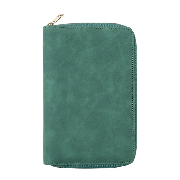 COOLHOOD Zippered Leather Notebook Binder Cover with Card Pocket Elastic Pen Slot 6 Rings Binder Cover for Planner