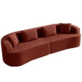 thumbnail image 1 of COOLHUT 112.6" 4 Seater Sofa Couch, Plush Floor Sofa Couch with Cozy Cushions & 3 Pillows, Curved Back Teddy Fabric Sofa for Living Room, Small Space, Red (Sofa-in-a-Box), 1 of 9
