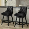thumbnail image 1 of COOLHUT 26" Swivel Counter Height Bar Stools Set of 2 with Backs, Upholstered Bar Stools, Faux Leather Bar Chairs with Footrest for Kitchen Island, Black, 1 of 24