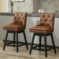 thumbnail image 1 of COOLHUT 26" Swivel Counter Height Bar Stools Set of 2 with Backs, Upholstered Bar Stools, Faux Leather Bar Chairs with Footrest for Kitchen Island, Brown, 1 of 24