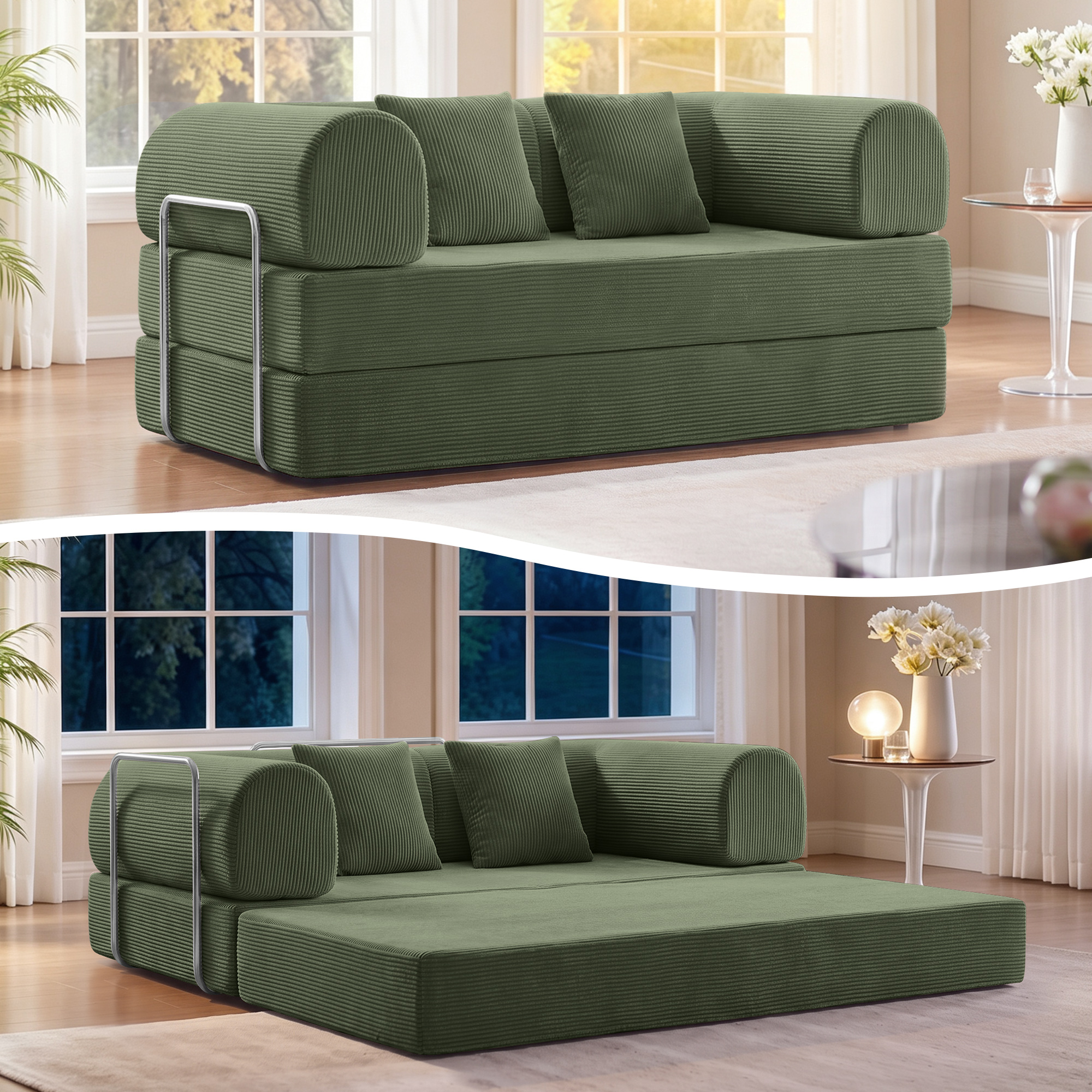 CoolHut 63 W Combination Sofa High Rebound Density Sponge Sofa Couch Two Forms Floor Couch Three Seats Sofa Bed Living Room Bedroom Pumpkin Brown: Worth Buying?