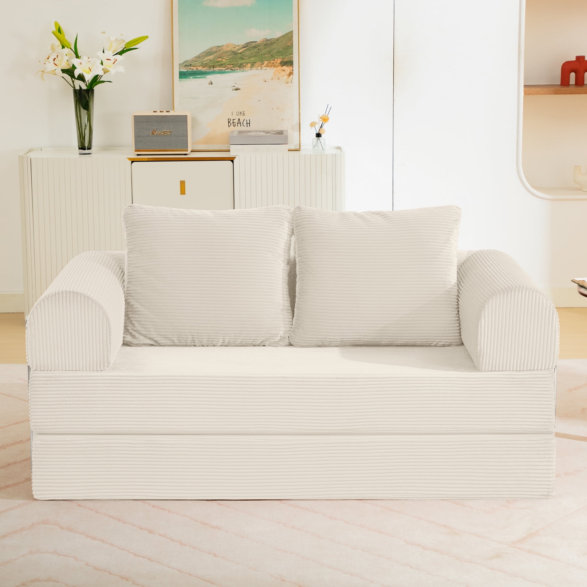 COOLHUT 63" W Combination Sofa, Sponge Floor Sofa, High Rebound Density ...