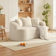 thumbnail image 1 of COOLHUT 65" 3 Seater Sofa Couch, Plush Floor Sofa Couch with Cozy Cushions & 3 Pillows, Curved Back Teddy Fabric Sofa for Living Room, Small Space, Beige (Sofa-in-a-Box), 1 of 10