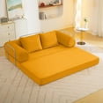 thumbnail image 1 of COOLHUT 78.7" W Convertible Sofa Bed, Foam Floor Sofa, Folding Sleeper Sofa Couch Bed with Six Frame, High Rebound Density Sofa, Corduroy Sofa Couch Bed for Living Room, Bedroom, Ginger, 1 of 12