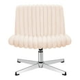 thumbnail image 1 of COOLHUT Office Chair Armless Criss Cross Legged Chair, Teddy Fabric Comfy Home Office Desk Chairs, Wide Seat Vanity Task Computer Chair, Pink, 1 of 15
