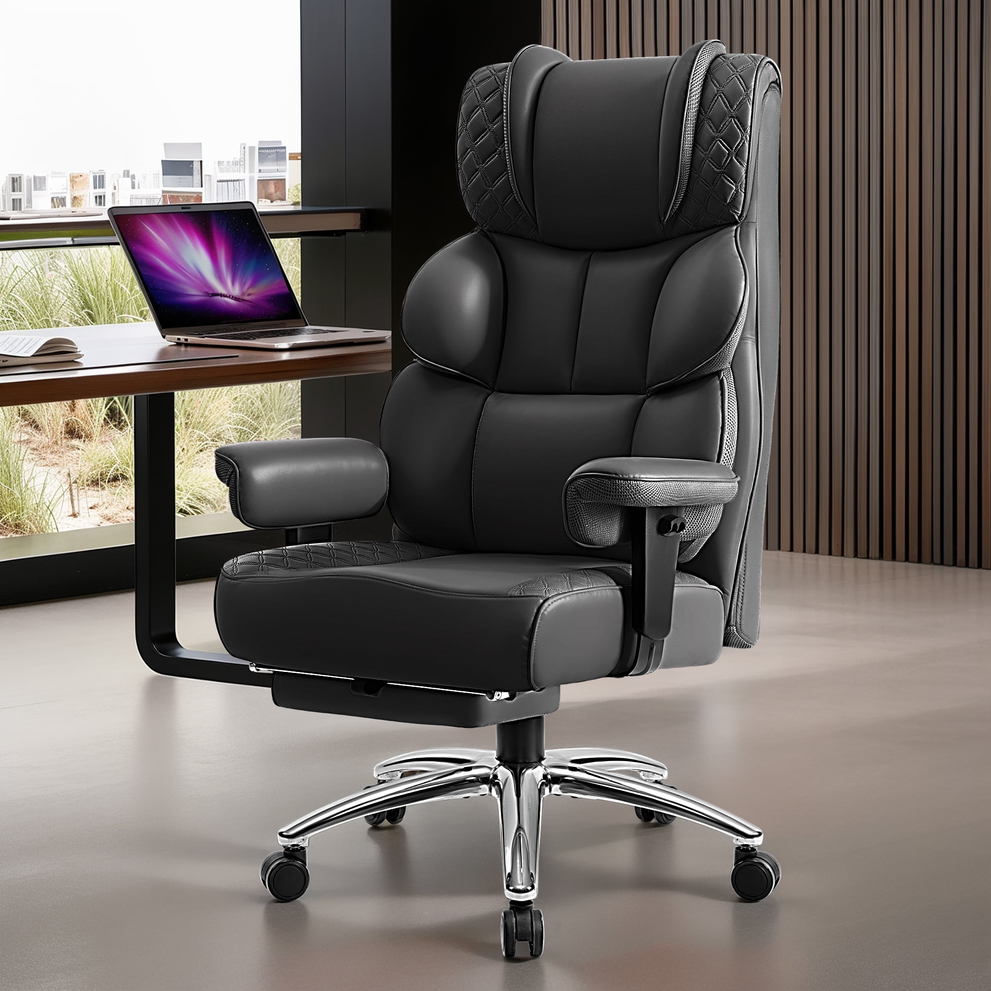 COOLHUT Big and Tall Office Chair 400LBS, Wide Seat Ergonomic Computer ...