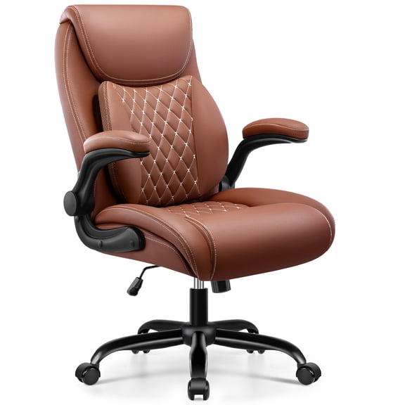 COOLHUT Big and Tall Office Chair 500LBS Wide Seat Ergonomic Computer Desk Chair, High Back Executive PU Leather Chair, Adjustable Armrest and Lumbar Back Support Office Chair,Coffee