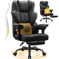 thumbnail image 1 of COOLHUT Big and Tall Office Chair 500lbs, Heavy Duty Ergonomic Office Desk Chair with Deluxe Embossing PU Leather with Footrest, Executive Gaming Chair with Lumbar Support, Black, 1 of 8