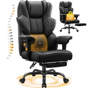 COOLHUT Big and Tall Office Chair 500lbs, Heavy Duty Ergonomic Office Desk Chair with Deluxe Embossing PU Leather with Footrest, Executive Gaming Chair with Lum