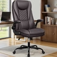 thumbnail image 1 of COOLHUT Big and Tall Office Chair, Executive Home Office Desk Chairs, Ergonomic Computer Faux Leather Desk Chair with Adjustable Flip-Up Arms, Lumbar Support Swivel Task Chair, Coffee, 1 of 16
