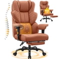 thumbnail image 1 of COOLHUT Big and Tall Office Chair 500lbs, Heavy Duty Ergonomic Office Desk Chair with Deluxe Embossing PU Leather with Footrest, Executive Gaming Chair with Lumbar Support, Brown, 1 of 8