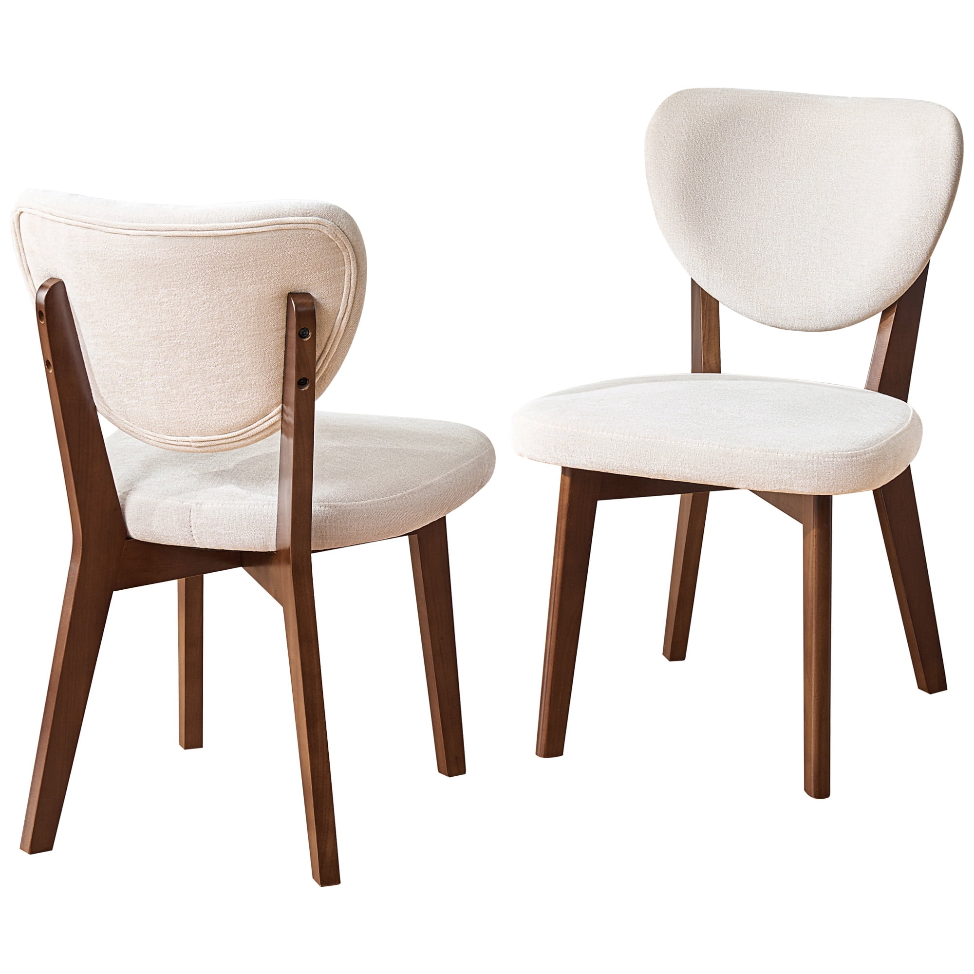 COOLHUT Dining Chairs Set of 2, Farmhouse Natural Wooden Dining Side Chairs, Mid Century Modern Upholstered Kitchen Chairs with Solid Wooden Legs for Dining Room Kitchen Living Room, Beige