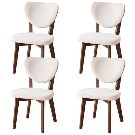COOLHUT Dining Chairs Set of 4, Farmhouse Natural Wooden Dining Side Chairs, Mid Century Modern Upholstered Kitchen Chairs with Solid Wooden Legs for Dining Room Kitchen Living Room, Beige