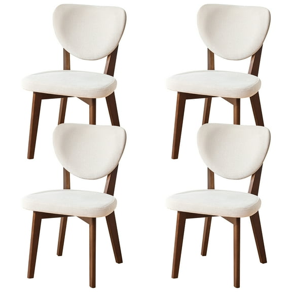 COOLHUT Dining Chairs Set of 4, Farmhouse Natural Wooden Dining Side Chairs, Mid Century Modern Upholstered Kitchen Chairs with Solid Wooden Legs for Dining Room Kitchen Living Room, Beige