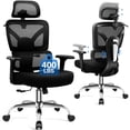 thumbnail image 1 of COOLHUT Ergonomic Mesh Office Chair, Big and Tall Computer Desk Chair with Adjustable Lumbar Support, Headrest and Armrest, High Back Home Office Chair for Workspace, Gaming,300LBS, Black, 1 of 19