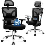 COOLHUT Ergonomic Mesh Office Chair, Big and Tall Computer Desk Chair with Adjustable Lumbar Support, Headrest and Armrest, High Back Home Office Chair for Work
