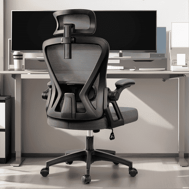 COOLHUT Ergonomic Office Chair, High Back Mesh Office Desk Chair with Headrest, Executive Office Chair with Adjustable Aremrest, Home Office Swivel Desk Chair for Home Office, Ligth Gray