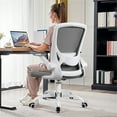 thumbnail image 1 of COOLHUT Office Chair, Ergonomic Office Chair, Comfort Home Office Task Chair, Lumbar Support Computer Chair with Flip-up Arms and Adjustable Height, 350LBS, Dark Gray, 1 of 11