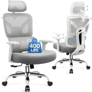 COOLHUT Ergonomic Mesh Office Chair, Big and Tall Computer Desk Chair with Adjustable Lumbar Support, Headrest and Armrest, High Back Home Office Chair for Work