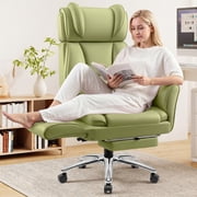 COOLHUT Big and Tall Office Chair, 450lbs Home Office Desk Chair with Flip Armrests Adjustable Headrset, Executive Reclining Office Chair with Footrest, Wide Ho