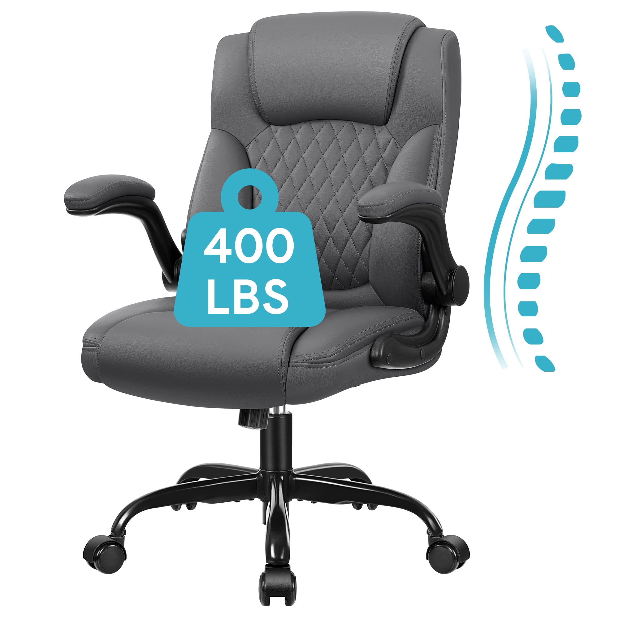 Leather Office Chair, Dark Gray - Walmart.com