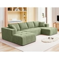 thumbnail image 1 of COOLHUT 136.2" U Shaped Sofa Couch, 4-Seater Sectional Plush Fabric Sofa with 4 Waist Pillows, Deep Seat Large Couch with Double Chaise Lounge No Assembly for Living Room, Apple Green, 1 of 12