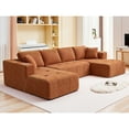 thumbnail image 1 of COOLHUT 136.2" U Shaped Sofa Couch, 4-Seater Sectional Plush Fabric Sofa with 4 Waist Pillows, Deep Seat Large Couch with Double Chaise Lounge No Assembly for Living Room, Red Brown, 1 of 12