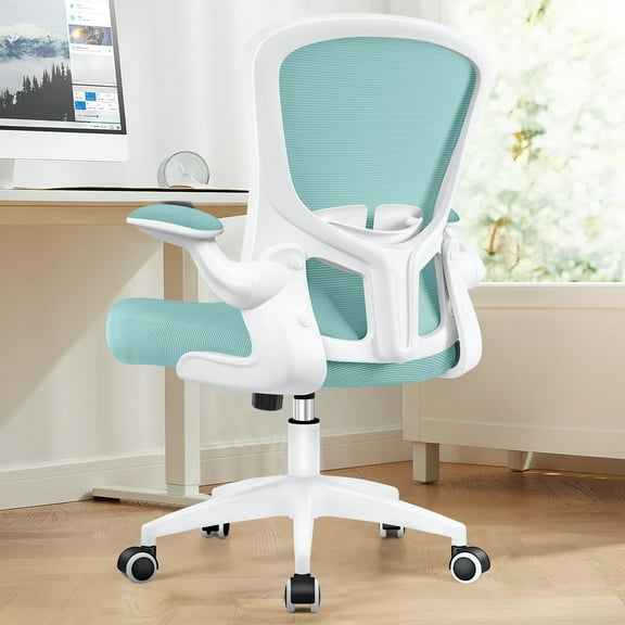 COOLHUT Office Chair, Ergonomic Desk Chair with Adjustable Lumbar Support, High Back Mesh Computer Chair with Flip-up Armrests-BIFMA Passed Task Chairs, Executive Chair for Home Office,Light Blue