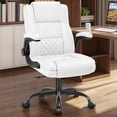 thumbnail image 1 of COOLHUT Office Chair, Executive Leather Chair Home Office Desk Chairs, Computer Chair with Adjustable Flip-up Padded Arms, Lumbar Support Swivel Desk Chair with Adjustable Hight and Tilt, White, 1 of 12