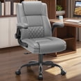thumbnail image 1 of COOLHUT Office Chair, Executive Leather Chair Home Office Desk Chairs, Computer Chair with Adjustable Flip-up Padded Arms, Lumbar Support Swivel Desk Chair with Adjustable Hight and Tilt, Gray, 1 of 12