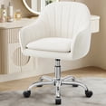 thumbnail image 1 of COOLHUT Office Desk Chair with Padded, Velvet Vanity Chair with Back and Wheels, Home Office Chiar with Sliver Legs, Height Adjustable, Rolling Chair for Vanity Room, Makeup Room, Bedroom, Beige, 1 of 8
