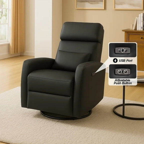 COOLHUT Power Recliner Swivel Glider Rocker Nursery Chair with USB for Living Room, Black
