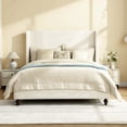 thumbnail image 1 of COOLHUT Queen Size Bed Frame, All Wood Slats Support Platform Bed Frame, Upholstered Wingback Headboard, Solid and Stable Bed Frame, No Box Spring Needed/Easy Assembly/White, 1 of 14