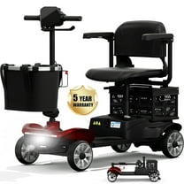 COOLHUT Upgrade 4 Wheels Mobility Scooter for Seniors with Removable Battery, 25  Mile Range Foldable Electric Powered Mobility Wheelchair Device with Foldable Back Baskets, Fits in Car Trunk, Blue