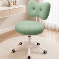 thumbnail image 1 of COOLHUT Vanity Chair with Bow Back, Teddy Fabric Makeup Chair, Girls Desk Chair, Vanity Stool Rolling Chair for Kawaii Bedroom, Study Room, Green, 1 of 9